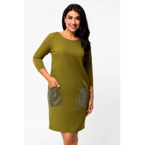 Платье женское П1185.1 полиэстер (р-ры: 48-62) зеленый