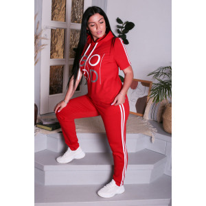 Костюм двойка женский К191 футер с лайкрой (последний размер) красный 46,48