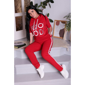 Костюм двойка женский К191 футер с лайкрой (последний размер) красный 46,48