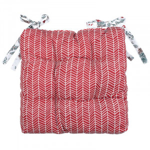 Сидушка на стул с завязками "Новый год" рогожка "Ягодки"