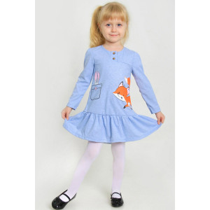Платье детское "Лисонька" кулирка (р-ры: 86-110) голубой