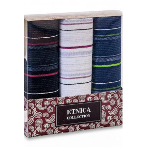 Мужские носовые платки "Etnica Collection" Пд57 в подарочной коробке - 3 шт.