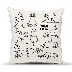 Подушка декоративная с фотопечатью "Yoga cats"