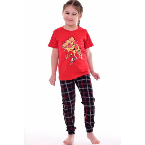 Пижама детская 7286 "Пепперони" кулирка (р-ры: 30-34) красный