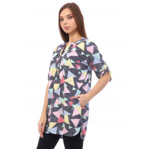 Туника-рубашка женская М-523 кулирка (р-ры: 48-62) треугольники