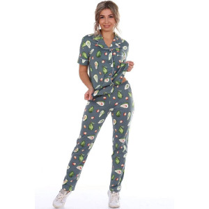 Пижама женская "Авокадо" М-683 кулирка (р-ры: 42-52) зелёный