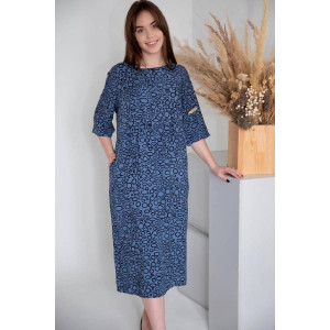 Платье женское "Кармелина" С штапель (р-ры: 48-62) синий