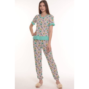 Костюм двойка женский №1268 кулирка (р-ры: 44-54) бирюза