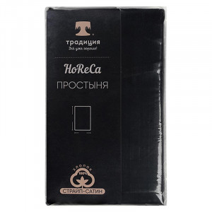 Простыня классическая страйп-сатин "HoReCa" черный