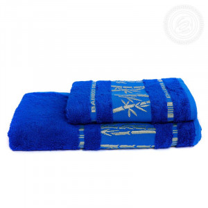 Набор махровых полотенец "Бамбук" 2 шт. ярко-синий 