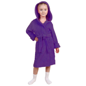 Халат детский махровый с капюшоном (р-ры: 28-40) фиолетовый
