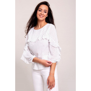Блузка женская SP0116WHT трикотаж (р-ры: 44-52) белый в горох