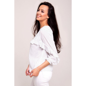Блузка женская SP0116WHT трикотаж (р-ры: 44-52) белый в горох