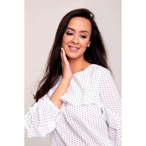 Блузка женская SP0116WHT трикотаж (р-ры: 44-52) белый в горох