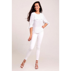 Блузка женская SP0116WHT трикотаж (р-ры: 44-52) белый в горох