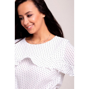Блузка женская SP0116WHT трикотаж (р-ры: 44-52) белый в горох