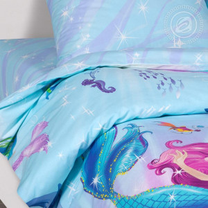 Детское постельное белье из поплина "Дельфин и русалка"