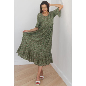 Платье женское "Любава" штапель (р-ры: 48-60) зеленый