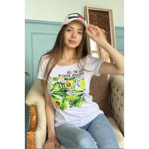 Футболка женская №7183 кулирка (последний размер) белый 46,56