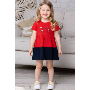Платье детское "Семицветик" 10028 кулирка с лайкрой (р-ры: 74-98) красный+темно-синий