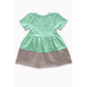 Платье детское "Семицветик" 10028 кулирка с лайкрой (р-ры: 74-98) ментоловый+серый меланж