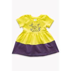 Платье детское "Семицветик" 10028 кулирка с лайкрой (р-ры: 74-98) желтый+виноград