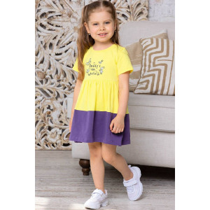Платье детское "Семицветик" 10028 кулирка с лайкрой (р-ры: 74-98) желтый+виноград