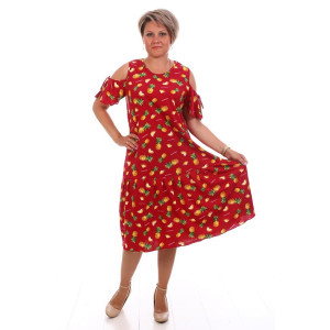 Платье женское "П-8 Тропиканка" кулирка (р-ры: 48-66) ананасы Б