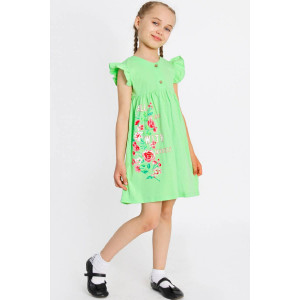 Платье детское "Бабочки" кулирка (р-ры: 104-134) зеленый
