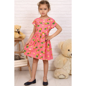 Платье детское "Ананасы" кулирка (р-ры: 104-140) розовый