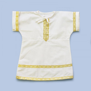 Крестильная рубашка поплин 06000 (р-ры: 68-92) белый+золотой