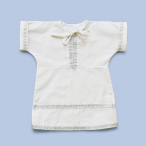 Крестильная рубашка поплин 06000 (р-ры: 68-92) белый+серебряный
