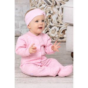 Комбинезон для новорожденных 10320 "Lucky" капитоний меланж (р-ры: 56-74) розовый