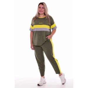Костюм двойка женский 5296 кулирка (р-ры: 46-60) хаки Костюм двойка женский 5296 кулирка (р-ры: 46-60) хаки