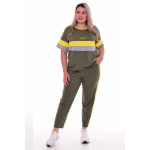 Костюм двойка женский 5296 кулирка (р-ры: 46-60) хаки Костюм двойка женский 5296 кулирка (р-ры: 46-60) хаки