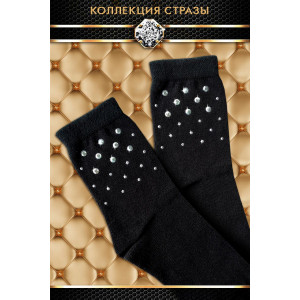 Носки женские со стразами "Карат" - упаковка 2 пары черный