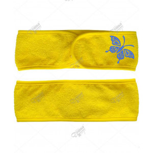 Повязка женская махровая на липучке с вышивкой "Бабочка" желтый