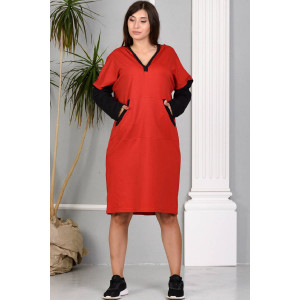 Платье женское №13481 футер 2-х нитка (р-ры: 50-60) красный
