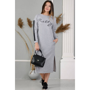 Платье женское №24835 футер с лайкрой 2-х нитка (р-ры: 44-54) серый меланж