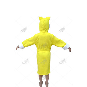 Халат детский махровый с капюшоном и печатью "Кошечка" (р-ры: 28-40) желтый