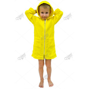 Халат детский махровый на молнии с капюшоном (р-ры: 28-40) желтый