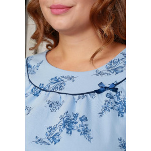 Пижама женская "Бутон-2" футер 3-х нитка с начесом пенье (р-ры: 50-60) голубой