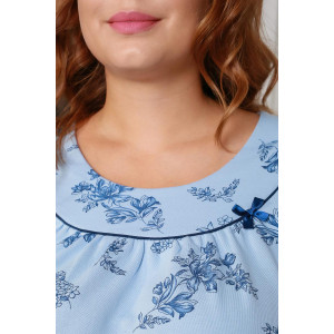 Сорочка женская "Бутон-1" футер 3-х нитка с начесом пенье (р-ры: 50-60) голубой