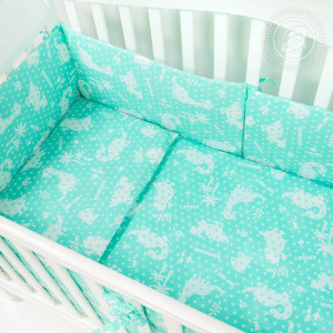 Набор в кроватку для новорожденных 11 предметов бязь "Динопарк"