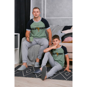 Костюм двойка детский "Флэш-1" кулирка (р-ры: 116-158) зеленый меланж