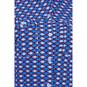 Блузка женская 149 кулирка (последний размер) синяя клеточка 50