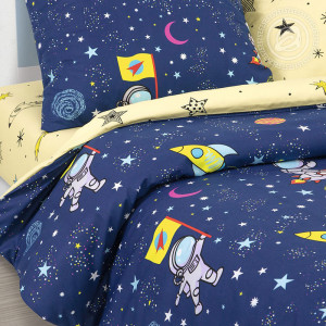Детское постельное белье из поплина "Космический десант"