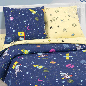 Детское постельное белье из поплина "Космический десант"