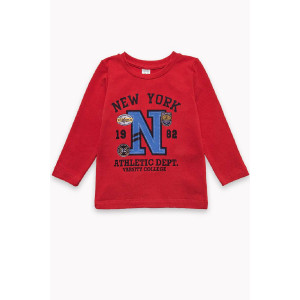 Лонгслив детский "New York" 30157 кулирка с лайкрой (р-ры: 98-122) красный