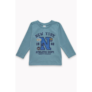 Лонгслив детский "New York" 30157 кулирка с лайкрой (р-ры: 98-122) синяя дымка